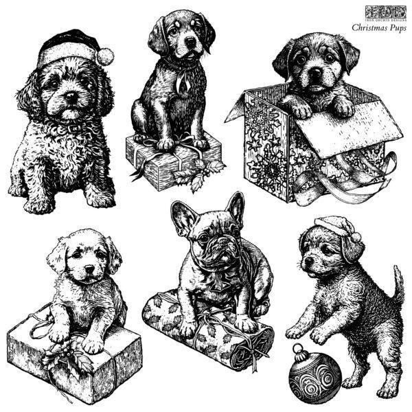 IOD STA PUP Christmas Pups Stamp 600x600 - My Shabby Chic Corner - Prodotti Iron Orchid Designs - IOD